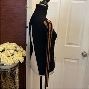 American Retro Black and Brown Turtleneck Sweater, XS